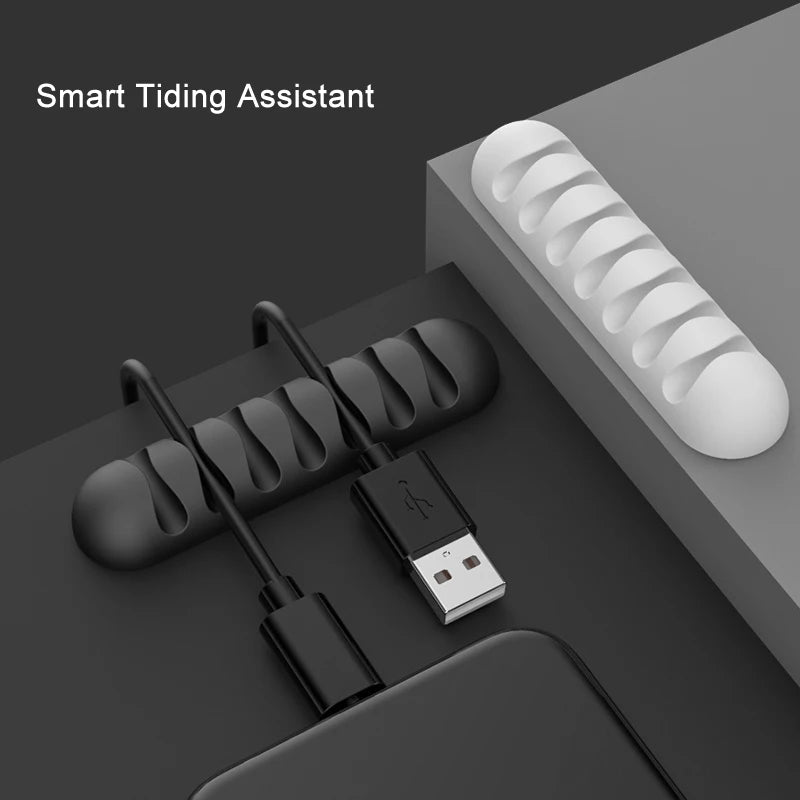 Smart Cable Holder Silicone Flexible Cable Winder Cord Management Clip Wire Organizer for USB Headphone Earphone Network Cable