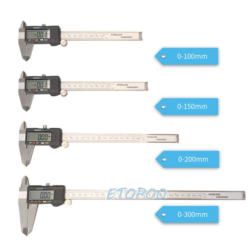 Stainless Steel 0-70/100/150/200/300mm Digital Caliper Messschieber Paquimetro Electronic Carbon Fiber Vernier Caliper Gauge