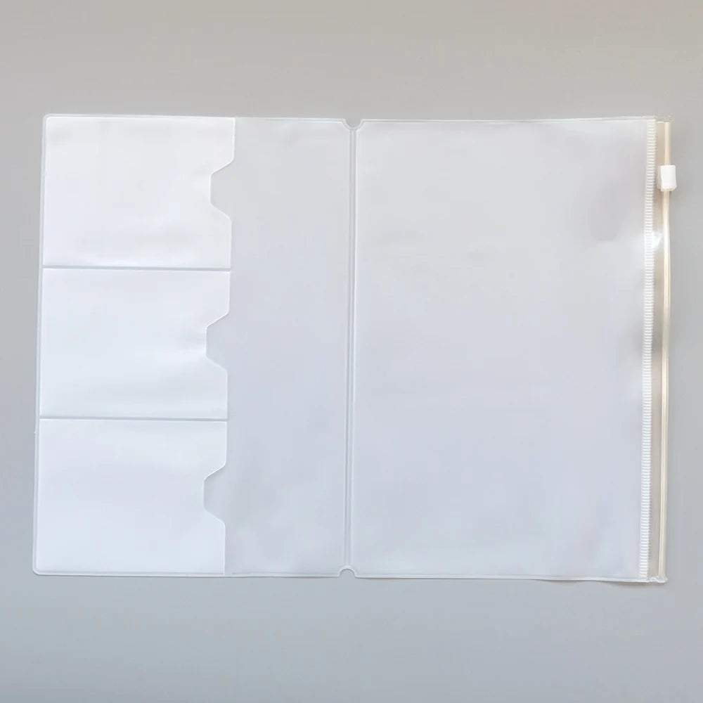 Traveler's Notebook PVC Storage Bag Pouch with Zipper Card Pocket Portable A5/Standard Size Passport Folder - 4 Sizes Available