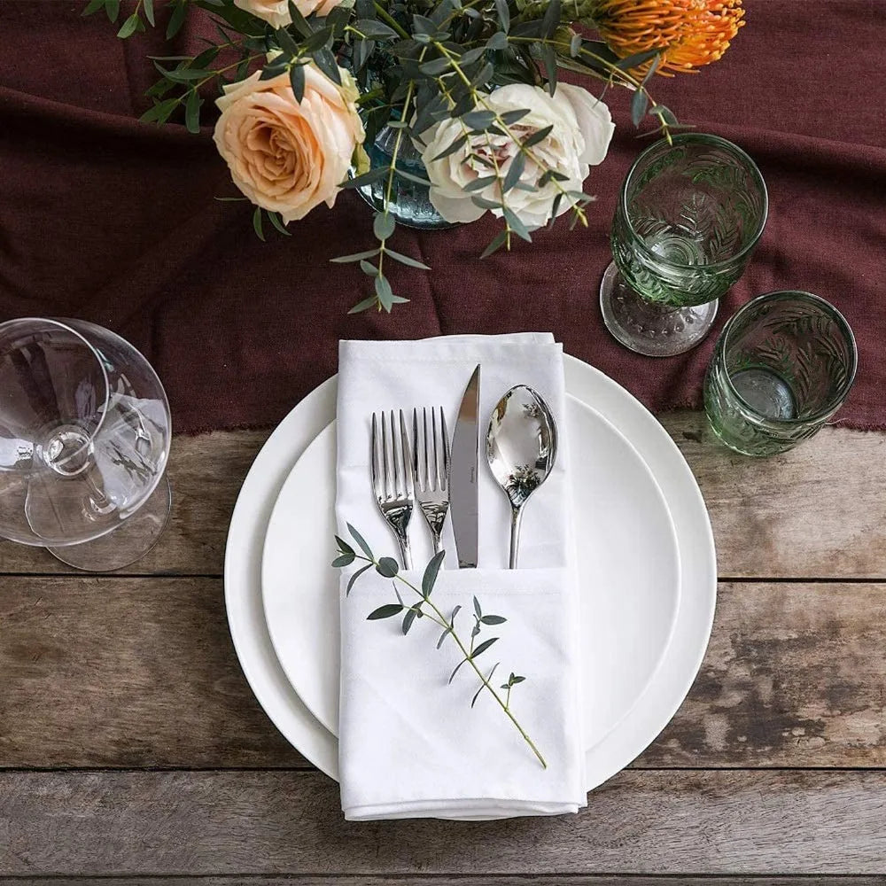 12PC  45x45cm RESTAURANT DINNER CLOTH LINEN WHITE 45x45cm PREMIUM HOTEL NEW NAPKINS
