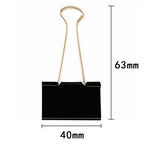 10PCS Metal Paper Clip 19 25 32 41 51mm Foldback Metal Binder Clips Black Grip Clamps Paper Document Office School Stationery