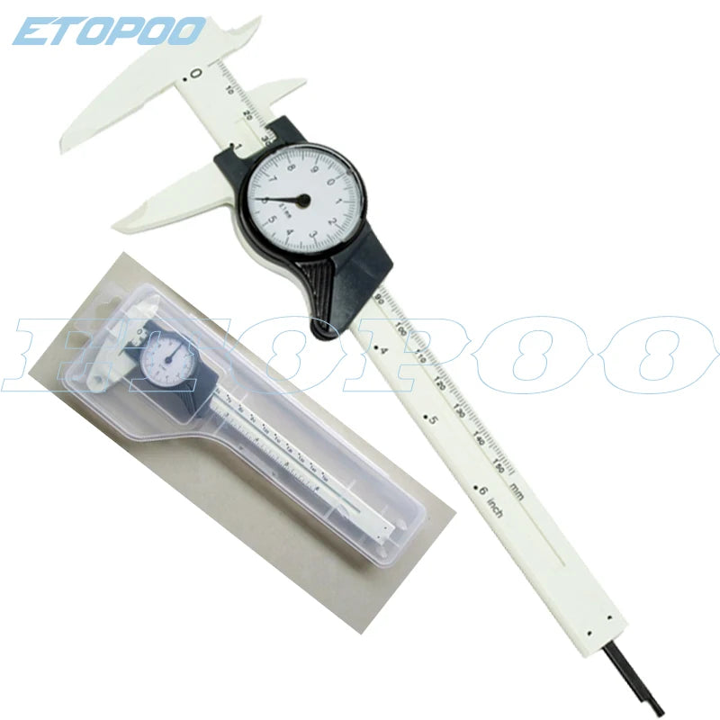 0-150MM 6inch Pure Plastic Vernier Caliper with Dial Plastic Dial Caliper Gauge Digital Caliper Micrometer Thickness Gauge