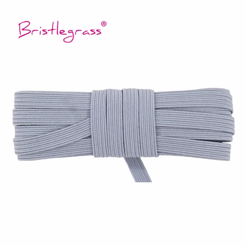 BRISTLEGRASS 2 5 10 Yard 1/4" 6mm Flat Skinny Elastic Cord Glitter Latex Rubber Band Rope Notebook Earloop Dress DIY Sewing Trim