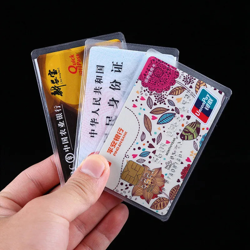 1/5/10PCS Women Men Credit Card case ID Business Card holder bag Protection Document Id Badge Transparent Card Cover Holder PVC