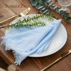 12pcs Retro Napkins 42x42cm Rustic Table Decoration Cotton Gauze Hanky Tea Towel Dining Place Mats Wedding Party Supply