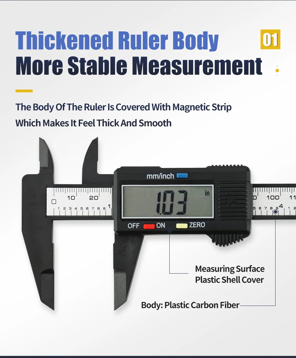 Digital Caliper Electronic Vernier Caliper Plastic Digital Ruler Calibrator Pachometer digital Micrometer Measuring Tool Caliber