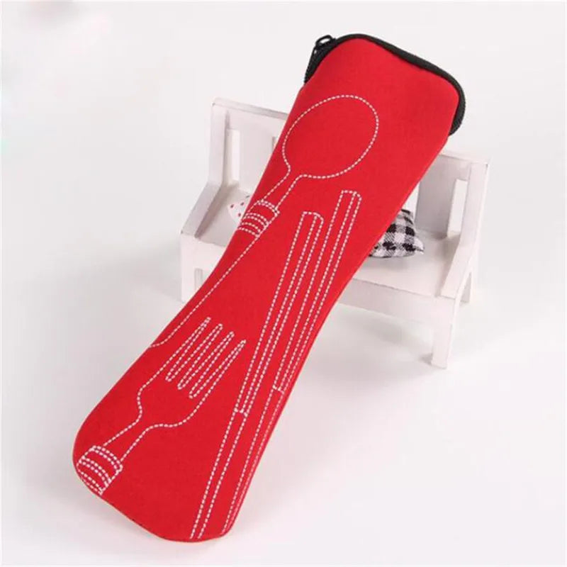 Portable Tableware bag cutlery bag Dinner Set Travel packaging storage box Dinnerware picnic fork spoon bag Organize with Zipper