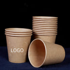 100pcs/pack 7oz Thick Paper Cup Disposable Kraft Coffee Cup Hot Drinking Party Supplies