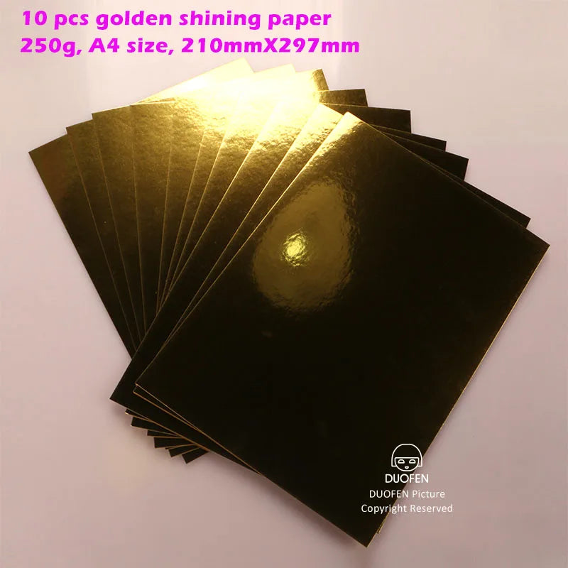 DUOFEN craft paper shining color golden gilded mirror suface A4 250g for DIY papercraft projects Scrapbook Paper Album