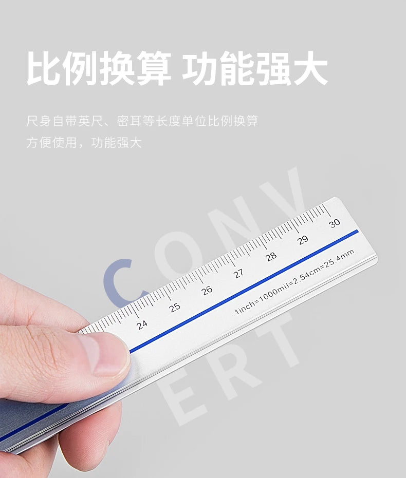 Youpin 4 in 1 Fizz Metal Ruler Stationery Set Aluminum Alloy Multifunctional Combination Ruler Ruler Triangle Protractor Drawing