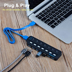 USB 3.0 HUB Multi USB Splitter 4/7 Port Expander High Speed USB 3.0 Hab with Power Adapter USB 3.0 Hub with Switch for Laptop PC
