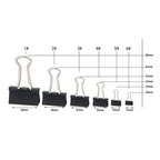 10PCS Metal Paper Clip 19 25 32 41 51mm Foldback Metal Binder Clips Black Grip Clamps Paper Document Office School Stationery