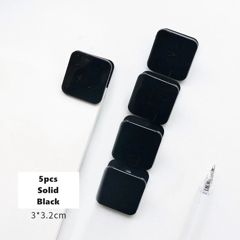 5pcs Candy Mini Square Clips Transparent & Solid Color Page Holder Paper Clip for Memo File Magazine Household A6794