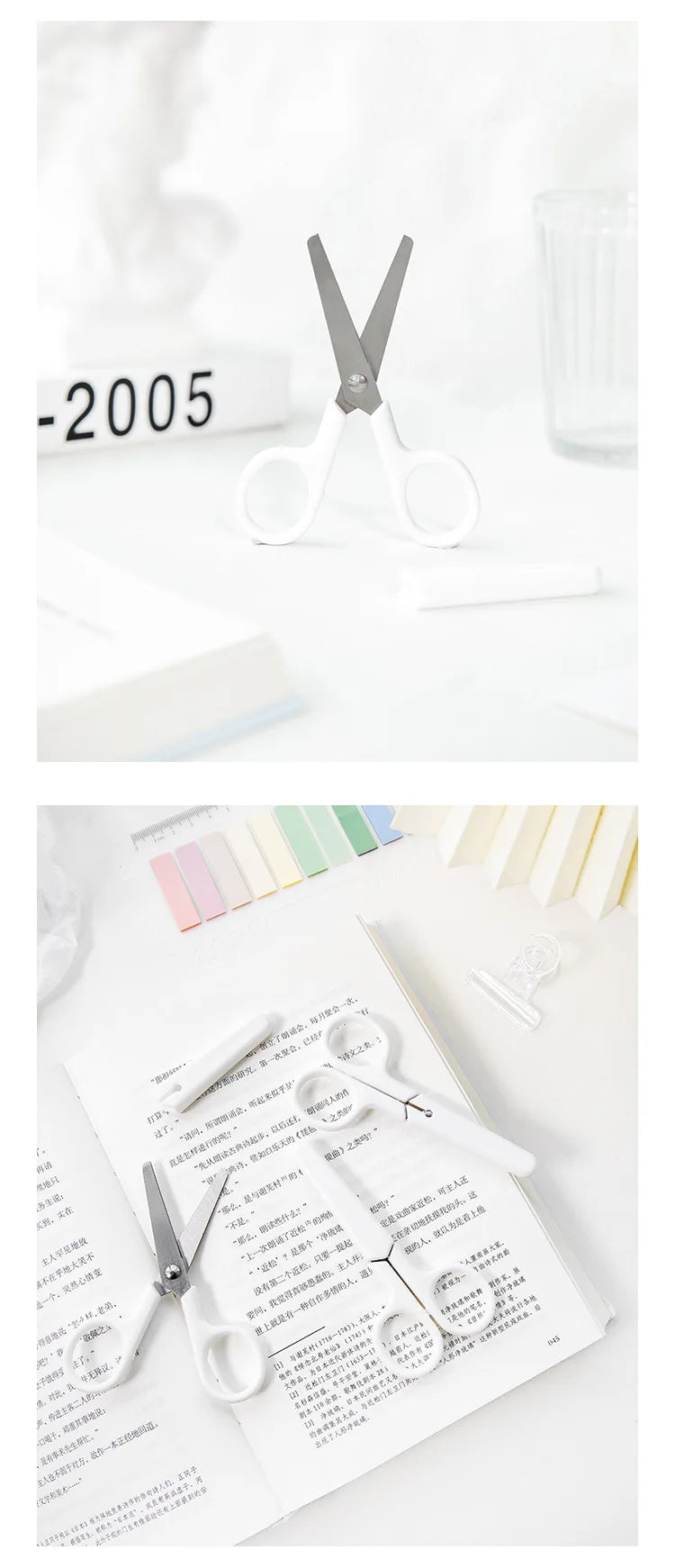 Mini White Scissor INS Style Portable Stainless Steel Blade Cutter for Paper Home Handwork Stationery Office School Gift F676