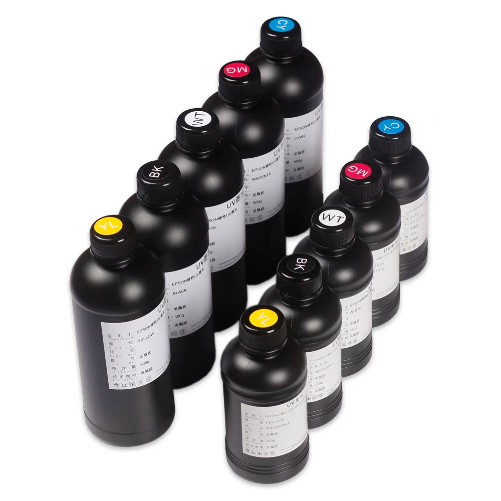 250ml or 500ml UV DTF ink for EPSON R1390 R2000 R1900 T50 L805 L800 L1800 For DX4 DX5 DX6 DX7 TX800 XP600 Printhead Hard uv ink