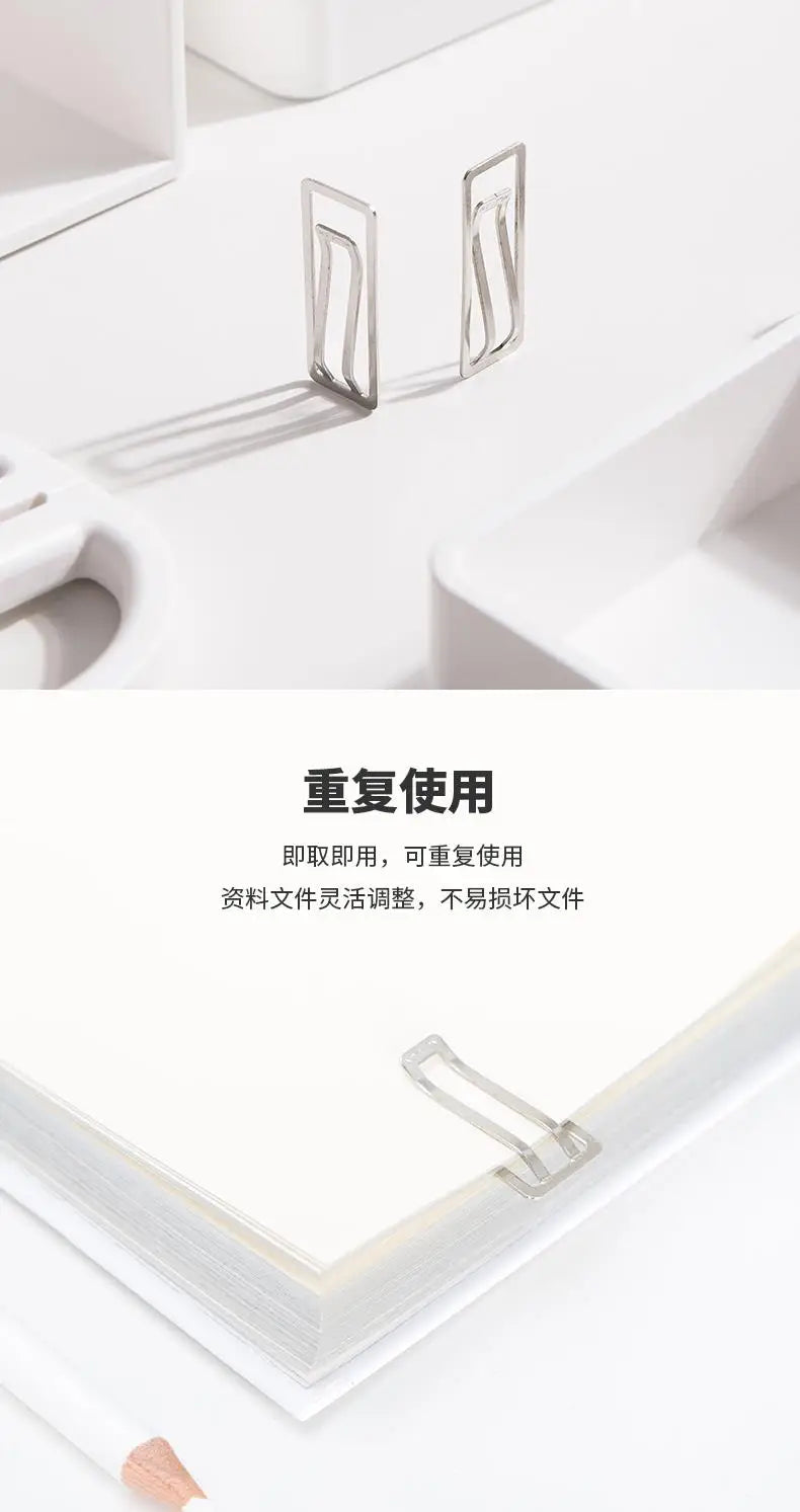 Nusign Paper Clip Silver Color Metal Document Binding Note Clips Bookmark Office Supplies