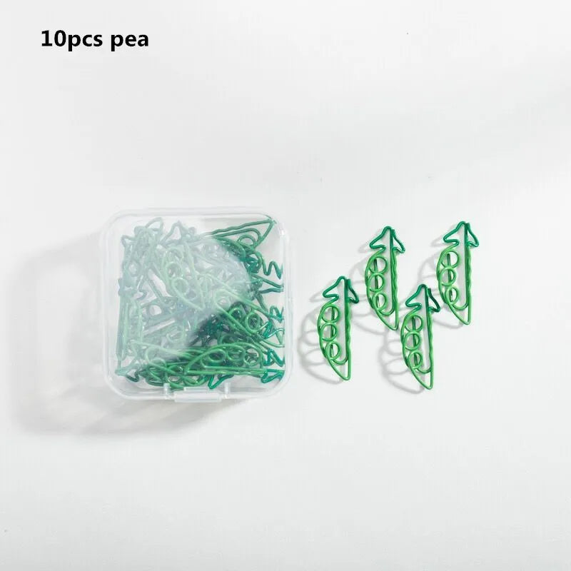 MINKYS Kawaii 10pcs/lot Strawberry Lemon Carrot Metal Paper Clip Christmas Song Decorative Bookmark Binder Clips Stationery