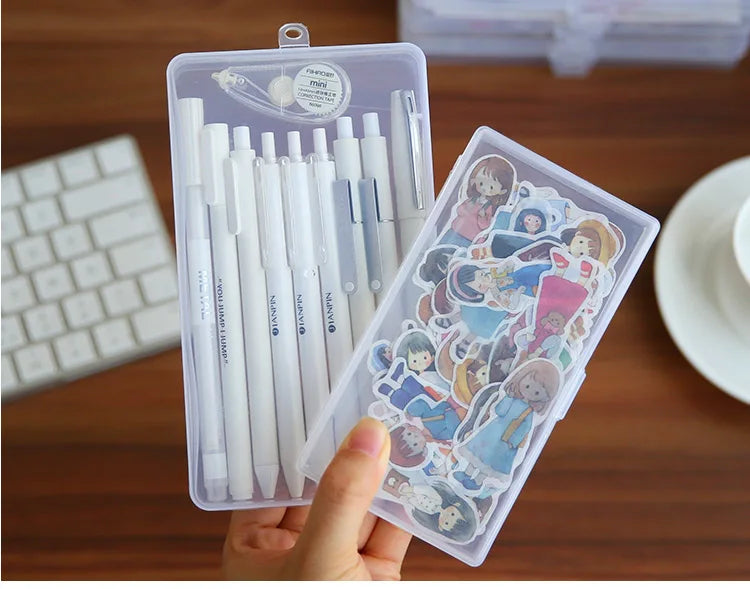 1 PC Stationery Stickers Plastic Storage Box Organizer Container Art Tool Case for Craft Desktop