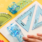 4pcs /set Soft Bendable Straight Ruler 15cm 20cm Protractor Triangular Rule Plastic Child Student Stationery Supplies