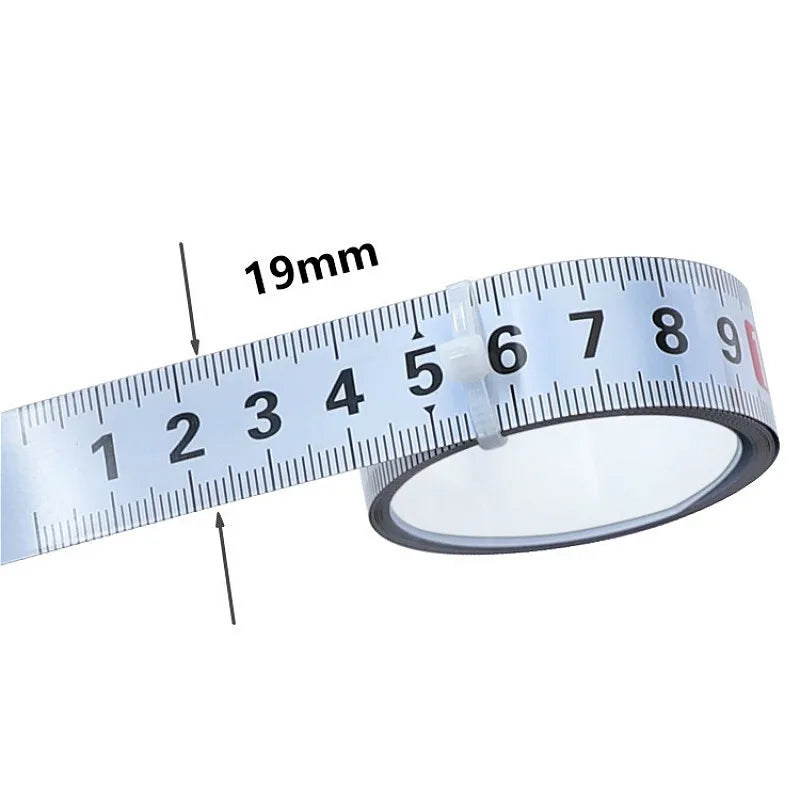 1-5M Miter Track Tape Measure W19mm Steel Self Adhesive Scale Ruler for T-track Router Table Woodworking Workbench Measuring