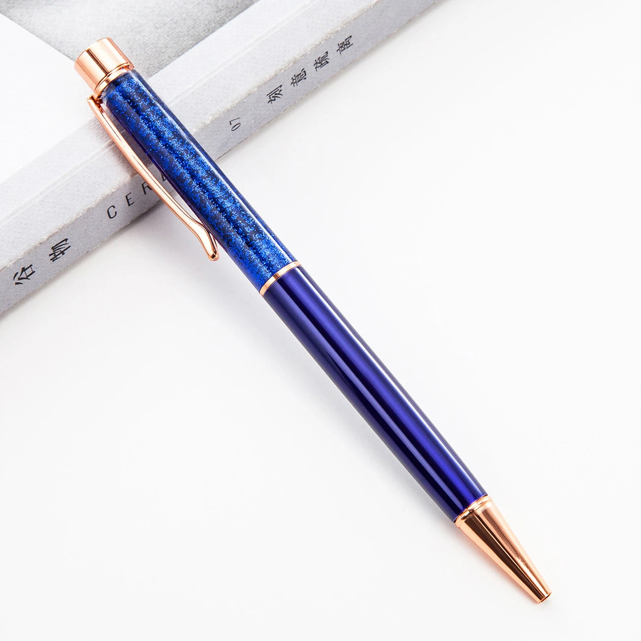 Lytwtw's Ballpoint Pen Oil Metal Office School Supplies Stationery Spinning Rose Gold Gift Cute Clip Glitter
