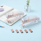 Acrylic Transparent Stapler Rose Gold Color Crystal INS Design 24/6 Staples Stationery Office Binding School Supplies A6331