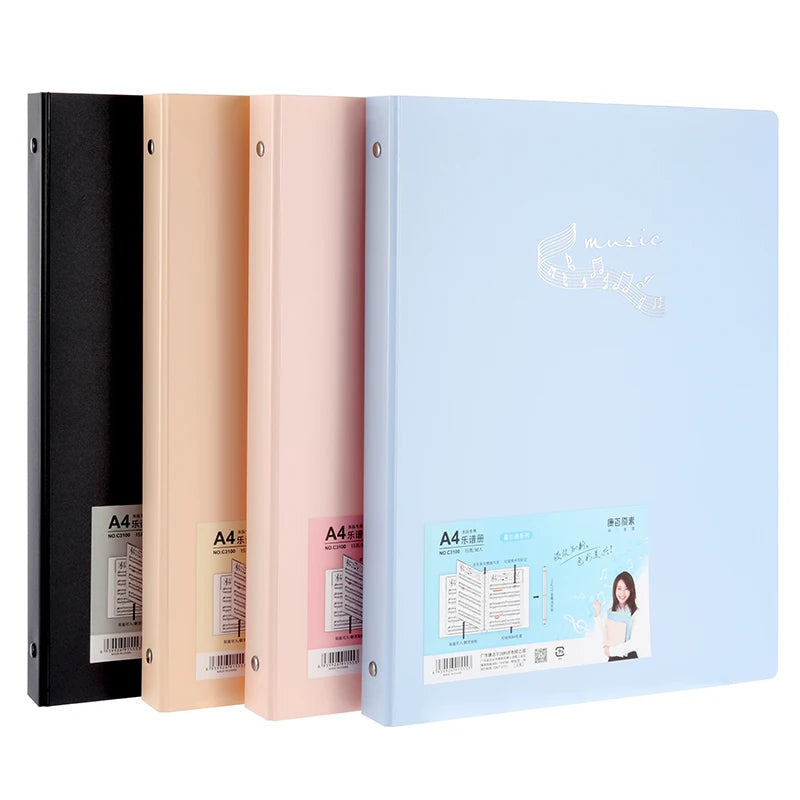 Piano Music Binder A4 3-Rings Sheet Music Folder Transparent Sleeves Music Scores A4 Folder With Rings