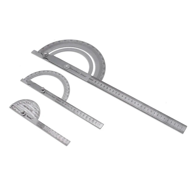 0-180 degree 300mm 12inch steel Protractor steel  30cm goniometer Round Head Stainless Steel General Tool 15cm steel angle ruler