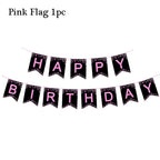 Gold Black Party Happy Birthday Banner Disposable Tableware Pink Paper Cups Plate Napkins For Kids Birthday Party Decor Supplies