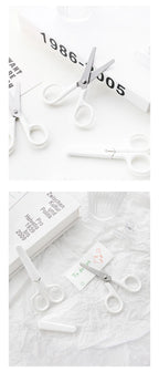 Mini White Scissor INS Style Portable Stainless Steel Blade Cutter for Paper Home Handwork Stationery Office School Gift F676