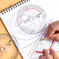 All Circular 10cm Plastic 360 Degree Pointer Protractor Ruler Angle Finder Swing Arm For School Office Supplies