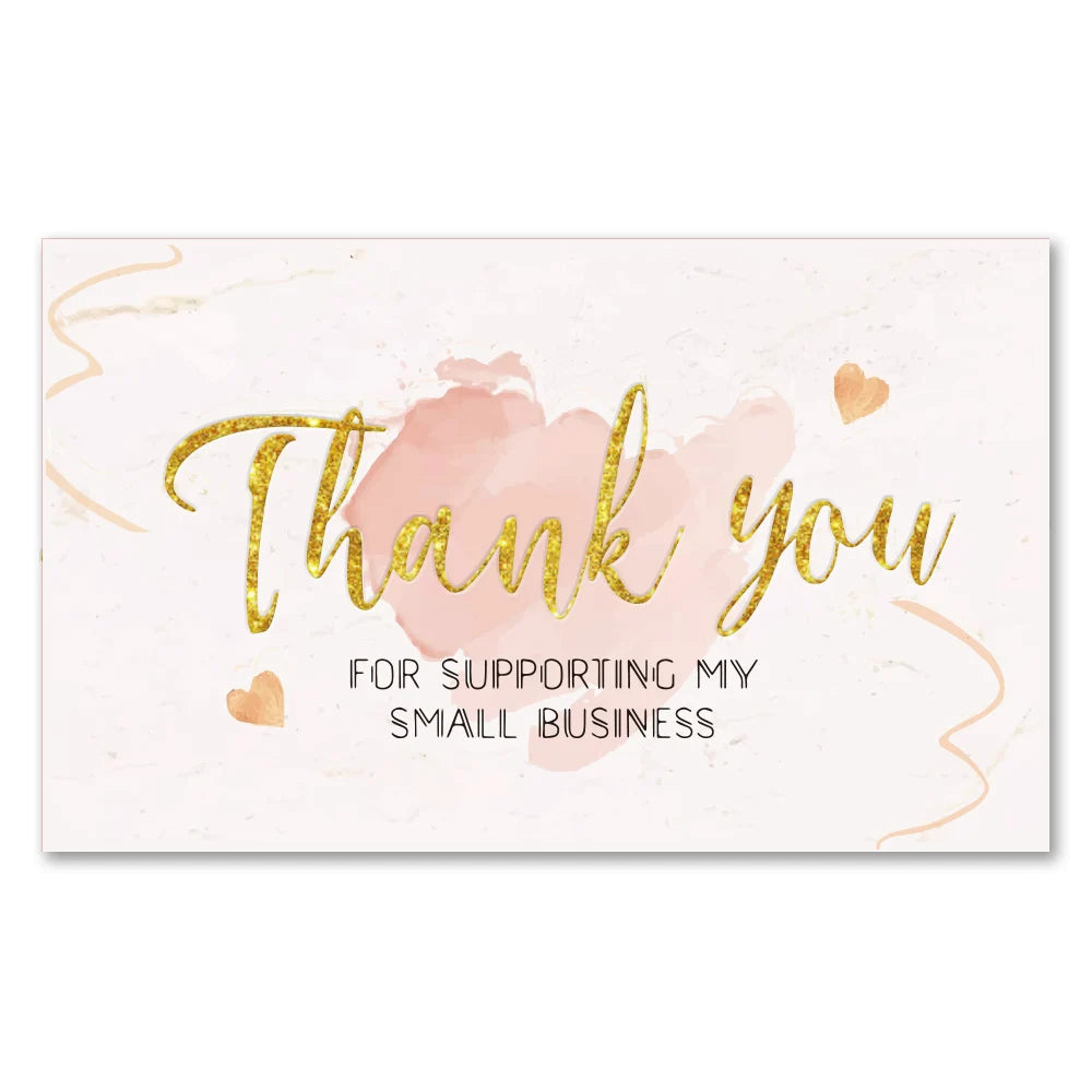 30 Pcs/pack Thank You Card Foil Gold Card Thank You For Your Supporting My Small Business Card Small Shop Gift Decorative Card