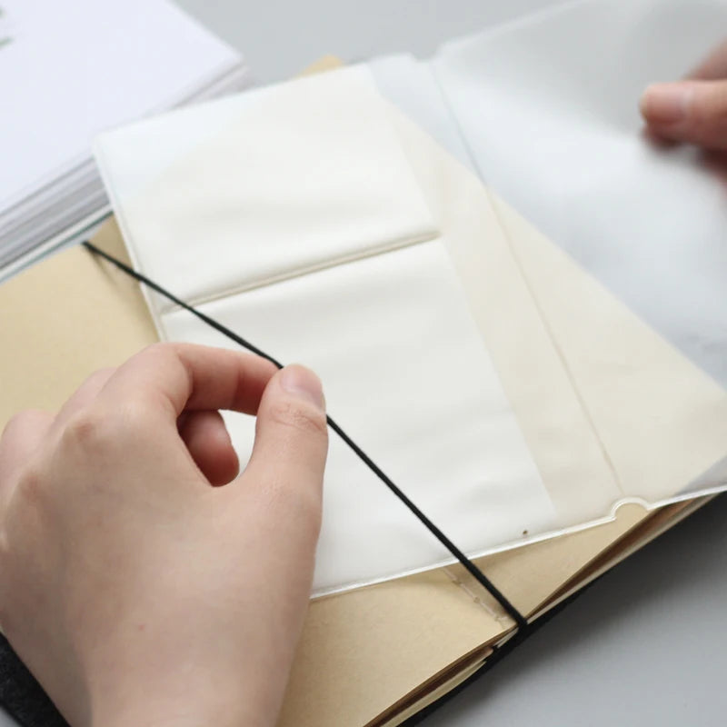 Traveler's Notebook PVC Storage Bag Pouch with Zipper Card Pocket Portable A5/Standard Size Passport Folder - 4 Sizes Available