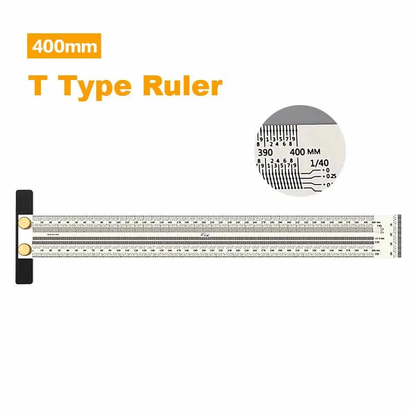 Precision Marking T-Rule, Stainless Steel T Type Hole Ruler Scribing Gauge Marking Measuring Tool Woodwork  200mm/300mm/400mm