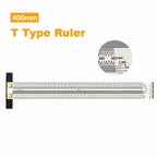 Precision Marking T-Rule, Stainless Steel T Type Hole Ruler Scribing Gauge Marking Measuring Tool Woodwork  200mm/300mm/400mm