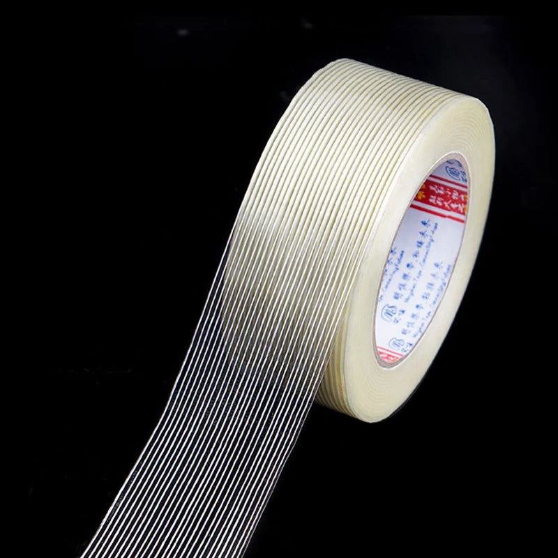 25m/50m Strong Glass Fiber Tape Transparent Striped Single Side No Trace Adhesive Tape Industrial Strapping Packaging Fixed Seal