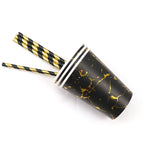 Black Series Gold Blocking Disposable Tableware Party Paper Plates Napkins Cups Straws Birthday Party Wedding New Year Decor
