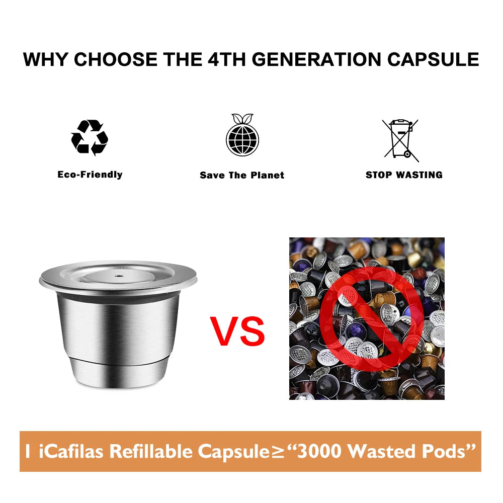 Coffee capsule reusable pods for Nespresso stainless steel coffee filter Espresso Crema pod manufacturer's new upgrade
