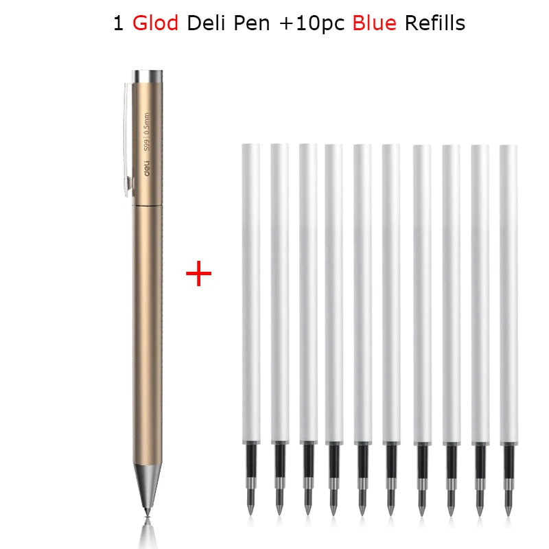 Deli Metal Gel Pen Rollerball Caneta ручка Ballpoint 0.5MM Signing Pens for Office Students Business Stationary Supplies