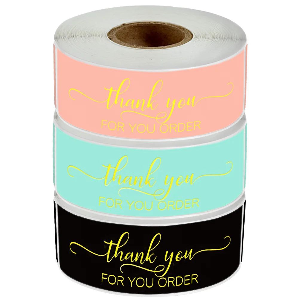 120Pcs/roll Thank You For Your Order Stickers Pink Labels For Envelope Sealing For Small Business Decor Sticker Stationery