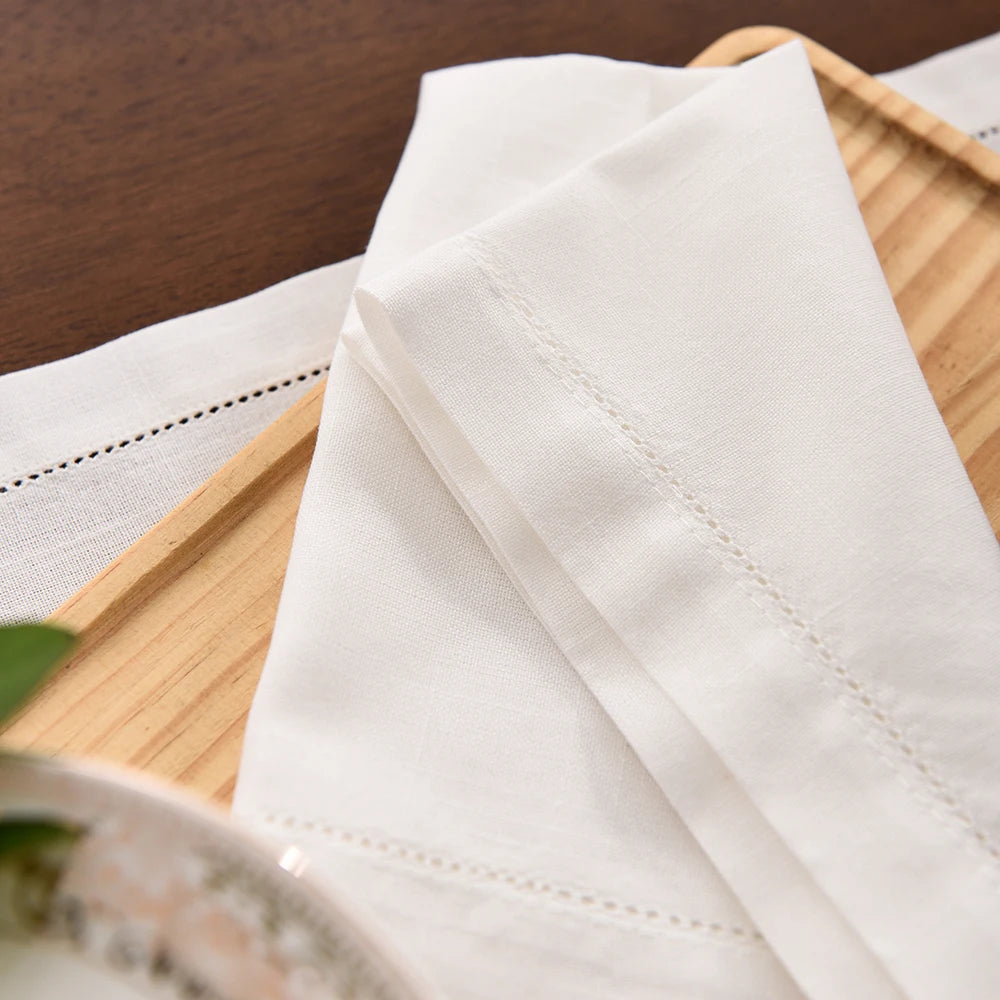 12pcs Table Napkins Wedding Party Dinner Table White Cloth Napkin Restaurant Home Napkins Cotton Linen Handkerchie 4 Size