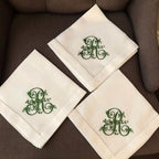 Customized Victorian Monogrammed Embroidered Dinner Napkins Placemat，Elegant Design for Wedding, Party, Gift
