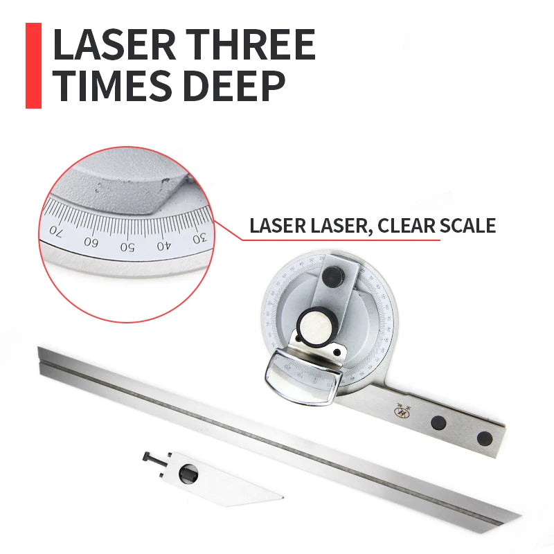 320/360° Universal Angle Ruler Carbon Steel Protractor Angle Measuring Instrument Magnifying Glass Woodworking Measuring Tools