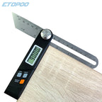 360 Degree Angle Finder Electronic Level T Bevel Gauge Digital Protractor Inclinometer Ruler Sliding LCD Display Stainless Steel