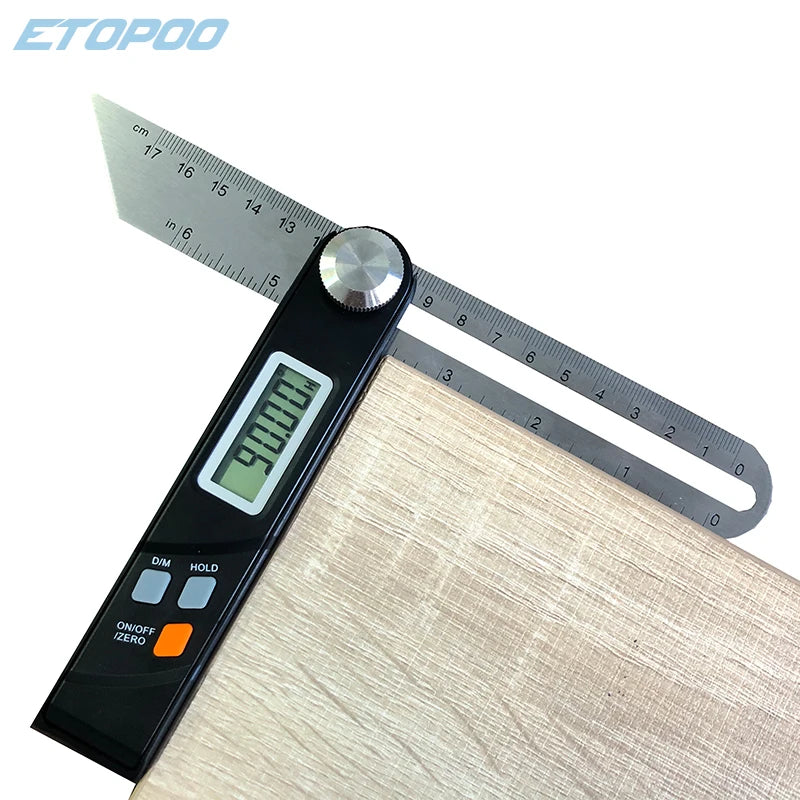 360 Degree Angle Finder Electronic Level T Bevel Gauge Digital Protractor Inclinometer Ruler Sliding LCD Display Stainless Steel