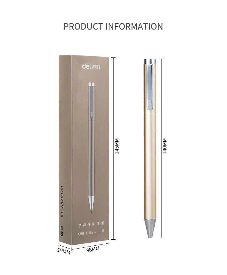 Deli Metal Gel Pen Rollerball Caneta ручка Ballpoint 0.5MM Signing Pens for Office Students Business Stationary Supplies