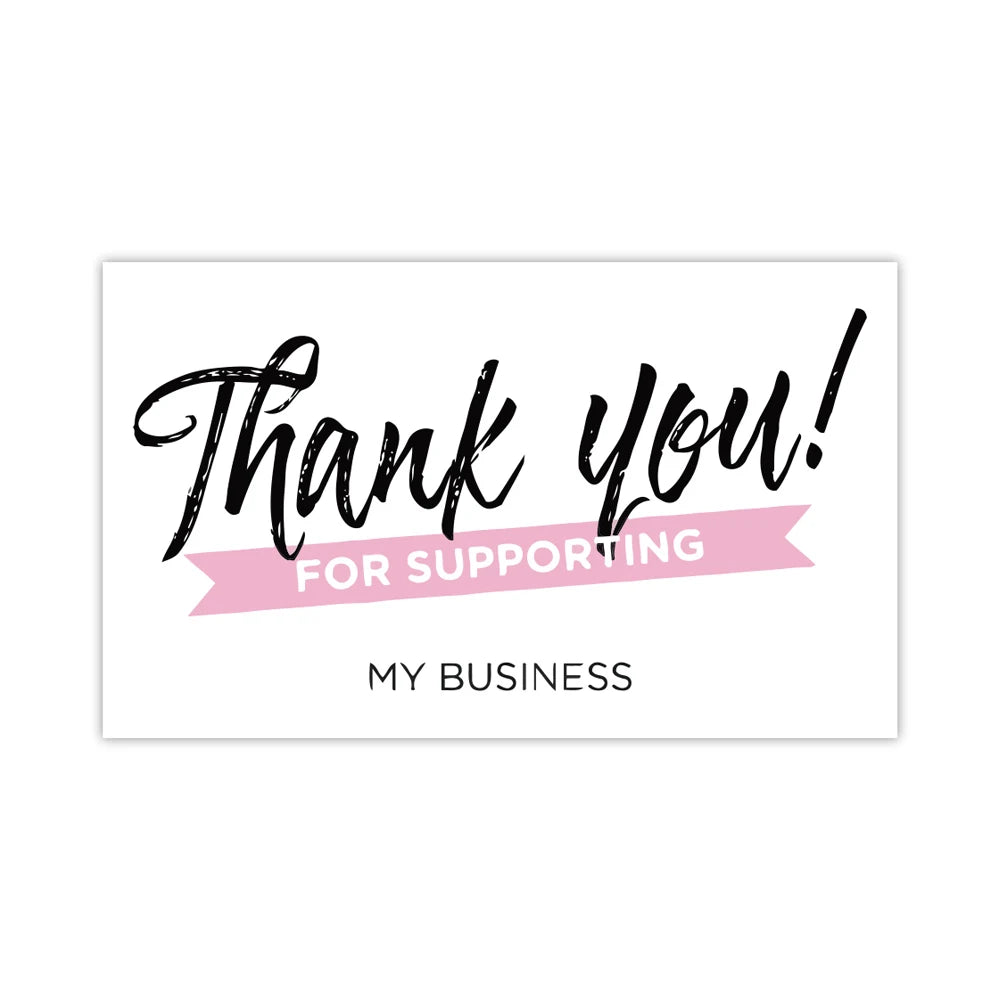 30pcs/pack Pink Thank You Card For Supporting Business Package Decoration "Gorgeous Thanks" Business Card Handmade With Love