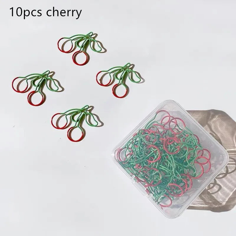 MINKYS Kawaii 10pcs/lot Strawberry Lemon Carrot Metal Paper Clip Christmas Song Decorative Bookmark Binder Clips Stationery