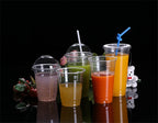100PCS Plastic Cups With Dome Lids for Iced Cold Drink Coffee Tea Smoothies Sodas Water Party Disposable Tableware dessert cups