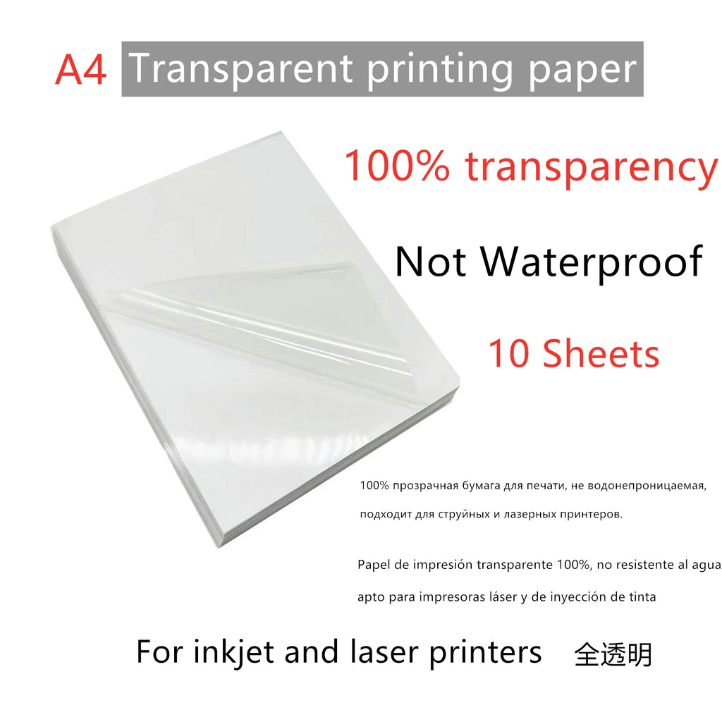 10/50pcs Waterproof sticker paper A4 Laser Inkjet Printer Paper White Glossy Transparent  Self Adhesive Sticker Label Copy Paper